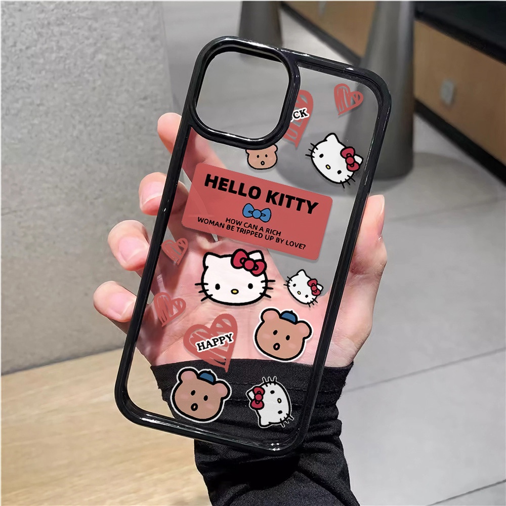 เคสโทรศัพท์มือถืออะคริลิคใส-แบบแข็ง-ลาย-hello-kitty-น่ารัก-สําหรับ-iphone-14promax-11-13-12-7plus-8-x-xs-max