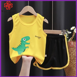 Boys vest set dinosaur T-shirts+shorts Size: 80-130 Childrens clothing