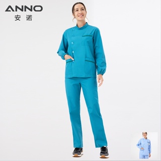 ANNO ยืนคอแพทย์ทันตกรรมแขนยาวขัดทางการแพทย์ชุดพยาบาลทูนิคโรงพยาบาลพยาบาลเครื่องแบบพนักงานพยาบาล