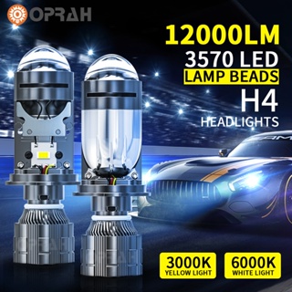 เลนส์โปรเจคเตอร์ไฟหน้ารถยนต์ LED H4 12000LM 12-24V พลังงานสูง สองสี สําหรับรถจักรยานยนต์ 2 ชิ้น