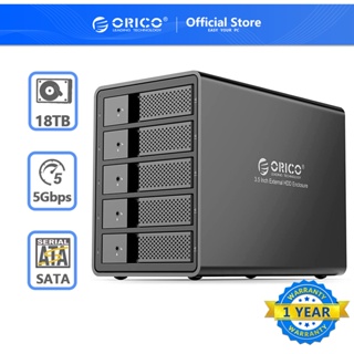 สินค้า ORICO 5 Bay USB 3.0 to SATA External Hard Drive Enclosure for 2.5/3.5 inch HDD SSD Support 80TB (5 x 16TB) Aluminum Alloy Enclosure Built-in 150W Power & Dual Chip（9558U3）