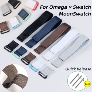 สายนาฬิกาข้อมือหนัง ไนล่อน ผ้าแคนวาส ปลดเร็ว 20 มม. อุปกรณ์เสริม สําหรับ Omega Swatch Planet Co-branded MoonSwatch