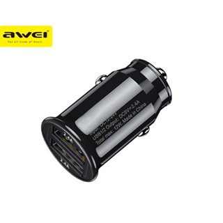 Awei C-826 12W 2.4A เครื่องชาร์จในรถยนต์ ขนาดเล็ก ชาร์จเร็ว USB คู่