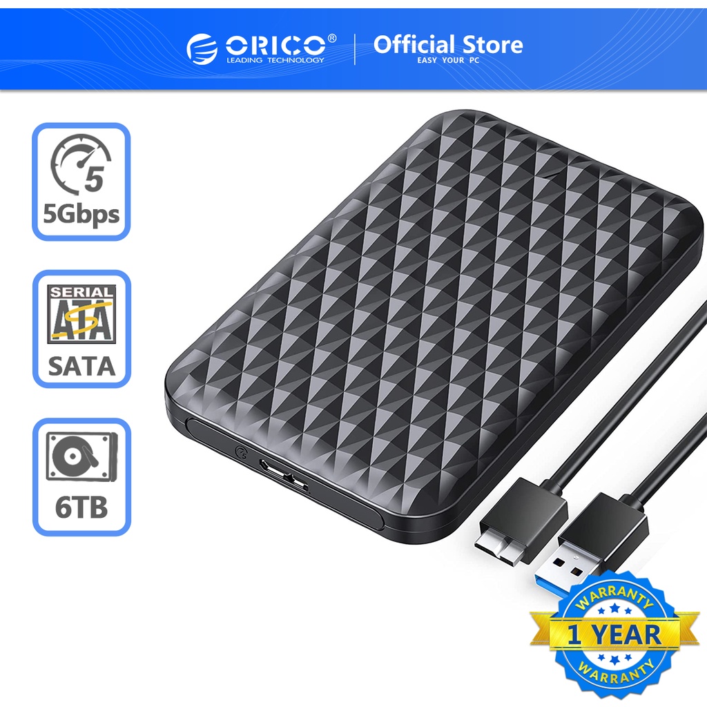 ภาพหน้าปกสินค้าORICO กล่องใส่ 2.5 Inch HDD Case SATA 3.0 to USB 3.0 5 Gbps 4TB HDD SSD Enclosure Support UASP HD External Hard Disk Box (ไม่รวม HDD)2520U3