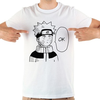 เสื้อยืดแขนสั้นJOLLYPEACH BRAND Ok Naruto funny tshirt men new white short sleeve casual homme anime t shirt  3M1OS-5XL