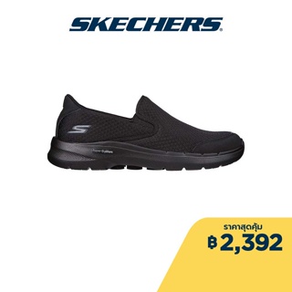 สินค้า Skechers สเก็ตเชอร์ส รองเท้าผู้ชาย Men GOwalk 6 Requisite Walking Shoes - 216623-BBK Air-Cooled Goga Mat Comfort Pillar Technology, Machine Washable, Ortholite, Ultra Go