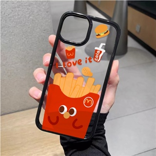 เคสโทรศัพท์มือถืออะคริลิคใส แบบแข็ง ลายการ์ตูนเฟรนช์ฟรายส์น่ารัก สําหรับ iphone 14promax 11 13 12 7Plus 8 X XS Max