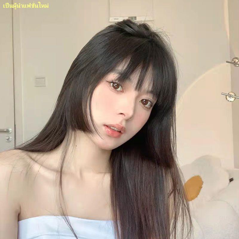 คะนอง-false-head-female-long-head-2023-new-black-long-straight-full-head-cover-fake-head-cover