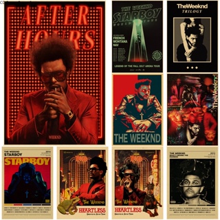 โปสเตอร์กระดาษคราฟท์ พิมพ์ลาย Rapper The Weeknd สไตล์วินเทจ สําหรับตกแต่งผนังบ้าน บาร์ คาเฟ่ DIY