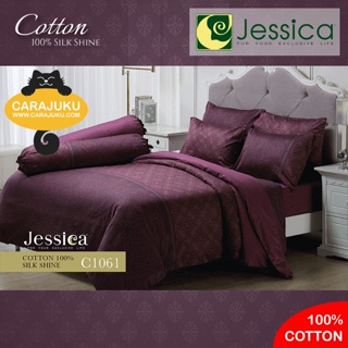 JESSICA ชุดผ้าปูที่นอน Cotton 100% พิมพ์ลาย Graphic C1061 สีม่วง #เจสสิกา ชุดเครื่องนอน ผ้าปู ผ้าปูเตียง ผ้านวม ผ้าห่ม