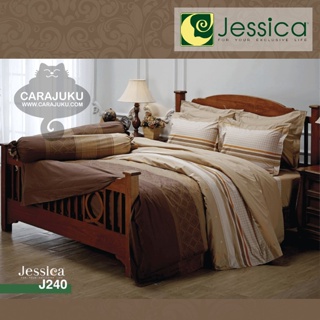 JESSICA ชุดผ้าปูที่นอน พิมพ์ลาย Graphic J240 สีน้ำตาล #เจสสิกา ชุดเครื่องนอน ผ้าปู ผ้าปูเตียง ผ้านวม ผ้าห่ม กราฟิก