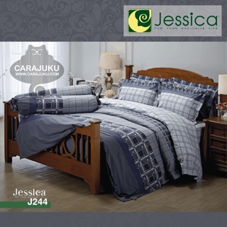 JESSICA ชุดผ้าปูที่นอน พิมพ์ลาย Graphic J244 สีเทา #เจสสิกา ชุดเครื่องนอน ผ้าปู ผ้าปูเตียง ผ้านวม ผ้าห่ม กราฟิก