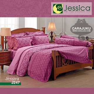 JESSICA ชุดผ้าปูที่นอน พิมพ์ลาย Graphic J247 สีม่วง #เจสสิกา ชุดเครื่องนอน ผ้าปู ผ้าปูเตียง ผ้านวม ผ้าห่ม กราฟิก