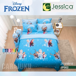JESSICA ชุดผ้าปูที่นอน โฟรเซ่น Frozen JP002 Digital Print สีฟ้า #เจสสิกา ชุดเครื่องนอน ผ้าปูเตียง ผ้านวม อันนา เอลซ่า