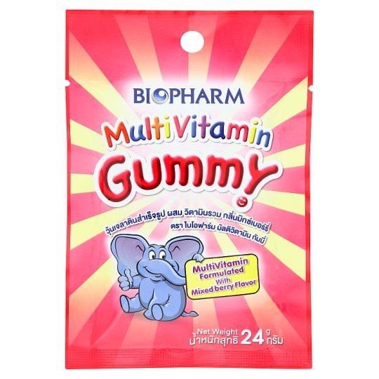 ภาพหน้าปกสินค้าBIOPHARM MULTIVITAMIN GUMMY 8's วิตามินเคี้ยวสำหรับเด็ก(ซองสีชมพู) รสมิกซ์เบอร์รี่