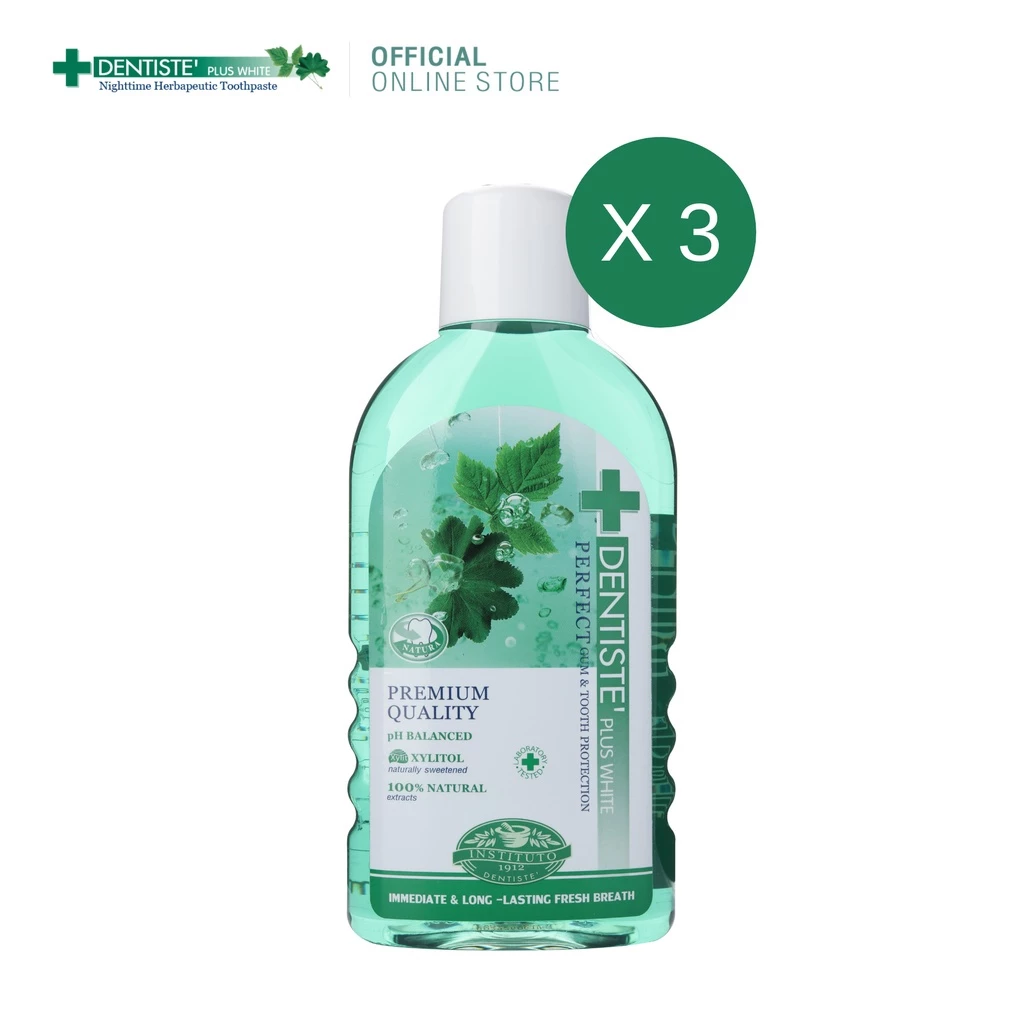 Dentiste' (แพ็ค 3ชิ้น) Oral Rinse น้ำยาบ้วนปาก ลดกลิ่นปากและแบคทีเรีย ส่วนผสมจากธรรมชาติ ขนาด 450ML. เดนทิสเต้