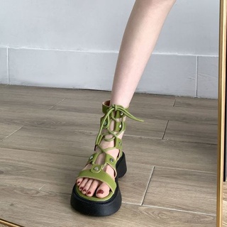 รองเท้าแตะ แบบสาน พื้นหนา เข้ากับทุกการแต่งกาย สไตล์โรมัน แฟชั่นฤดูร้อน สําหรับผู้หญิง 2023
