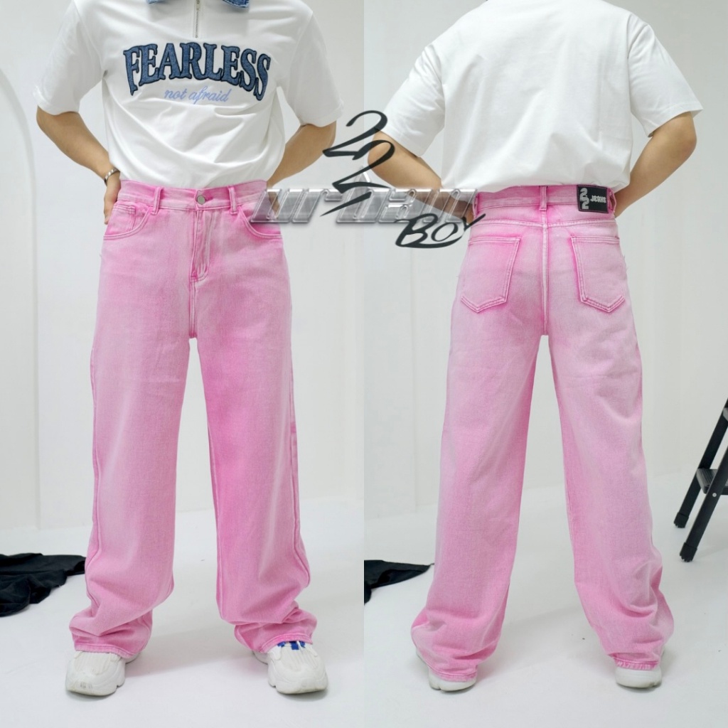 kr936-pinkheartjeans-กางเกงยีนส์เกาหลีทรงbaggyด้อมblackpinkต้องไม่พลาดหล่อเท่ห์มากๆ