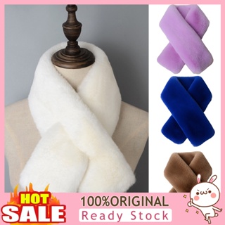 [B_398] Cross Scarf Faux Rabbit Double-sided Thickened Soft Washable Keep Warm Pure Color Autumn Winter Women Neck Warmer Collar Scarf for Outdoor