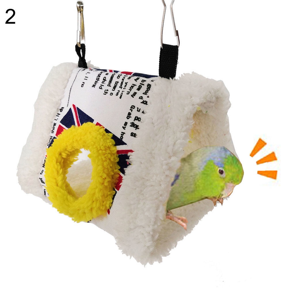 b-398-triangle-square-plush-nest-parrot-hanging-cave-cage-warm-bed-toy