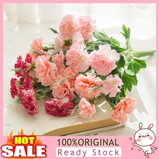 [B_398] Artificial Flower Nice-looking Eye-catching Carnation Bouquet Silk with Stems Leaves for Wife