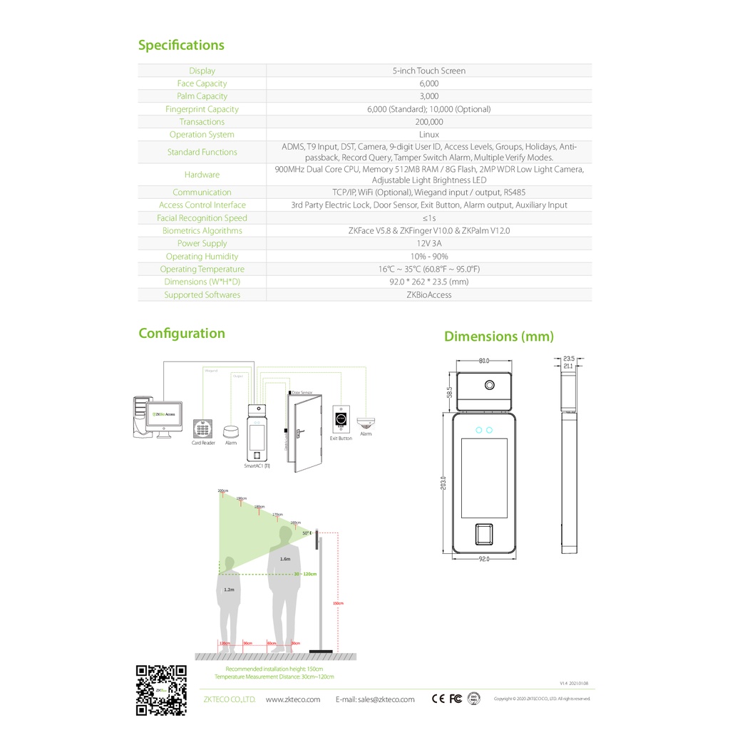 zkteco-smartac1-ti-time-attendance-access-cotrol-เครื่องสแกนนิ้วและใบหน้า-รับประกัน-2-ปี