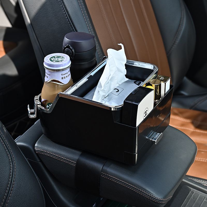 ใหม่-กล่องกระดาษทิชชู่ในรถยนต์-สูบกระดาษ-กล่องอเนกประสงค์-กล่องพักแขนรถ-ถังขยะรถยนต์-สุทธิ-กล่องเก็บของในรถยนต์-สีแดง
