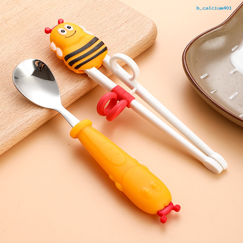 calciwj-kindergarten-tableware-comfortable-grip-cartoon-shape-stainless-steel-kids-spoon-fork-chopsticks-cutlery