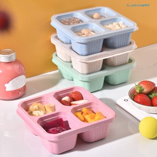 Calciwj 4Pcs Bento Lunch Boxes with 4 Compartments Food Grade Heat-Resistant Divided Snack Boxes