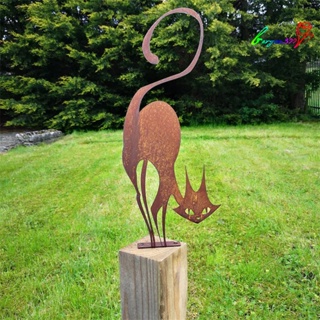 【AG】Halloween Decor Metal Cat Shape Mysterious Durable Deformation Resistance Ornament for Yard