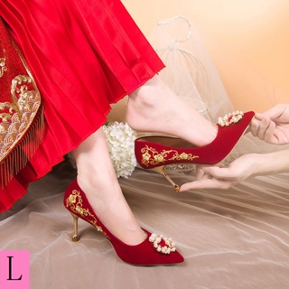 Xiuhe รองเท้าส้นสูง สวมใส่สบาย สไตล์จีน สําหรับเจ้าสาว งานแต่งงาน