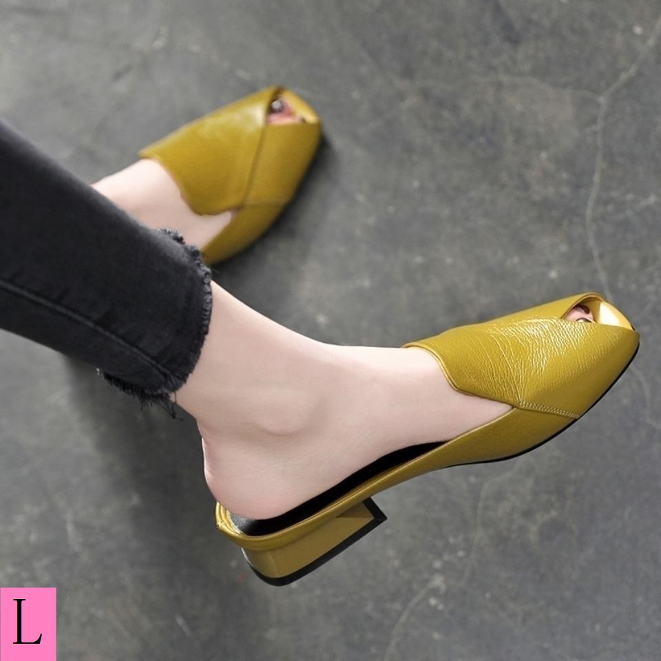 รองเท้าแตะ-หนังวัวแท้-ส้นหนา-เปิดนิ้วเท้า-สีเหลือง-แฟชั่นฤดูร้อน-สําหรับผู้หญิง-2023