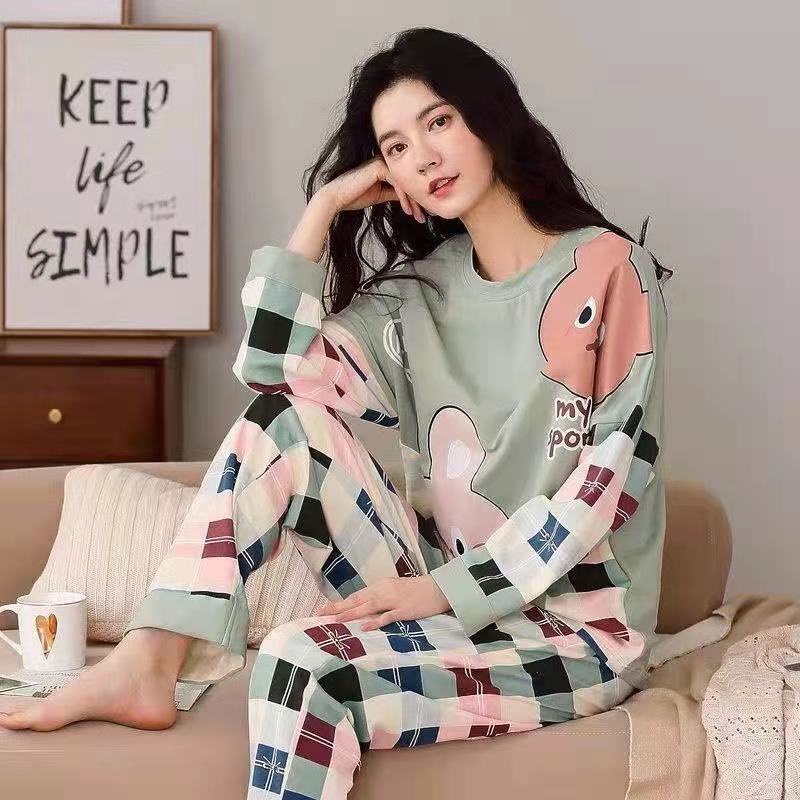 ชุดนอนสวยๆ-ฉบับเกาหลี-การ์ตูน-น่ารักจัง-สาวชุดนอน-แขนยาว-ชุดนอนสองชิ้น-เสื้อผ้าใส่อยู่บ้าน-ชุดนอนผู้หญิง