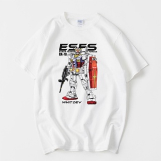 เสื้อยืด แนวโน้ม ▧เสื้อยืดแขนสั้น Yuanzu Liberty Gundam ครบรอบ 40 ปี Mobile Suit Gundam Anime เสื้อยืดคู่รัก