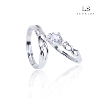 jewelry ชุด 2 แหวนทองคำขาว แหวนสุภาพสตรี แหวนเงิน แหวนแฟชั่น แหวนเงิน แหวนคู่ แหวนของขวัญ กับกล่องของขวัญ 278r-H