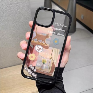 เคสโทรศัพท์มือถืออะคริลิคใส แบบแข็ง ลายแมวน่ารัก สําหรับ iphone 14promax 11 13 12 7Plus 8 X XS Max