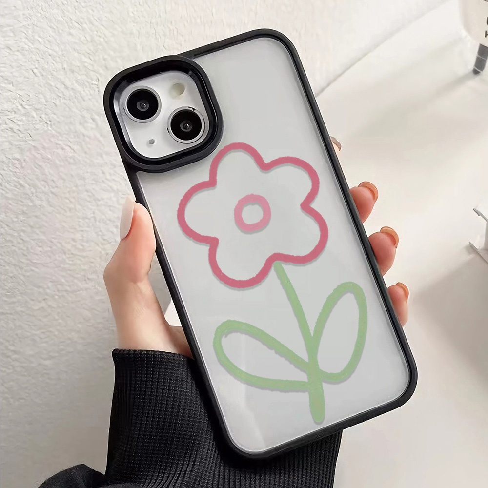 เคสโทรศัพท์มือถืออะคริลิคใส-แบบแข็ง-ลายดอกไม้-สําหรับ-iphone-14promax-11-13-12-7plus-8-x-xs-max