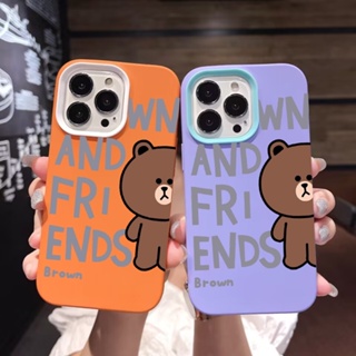 3 in 1 เคสโทรศัพท์มือถือ ซิลิโคน ลายหมีบราวน์ สําหรับ iPhone 14Promax 13 12 11 7Plus 7 X Xs Max XR