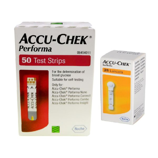 AccuChek แผ่นวัดระดับน้ำตาลในเลือด Performa 50 ชิ้น พร้อมเข็ม 25 ชิ้น