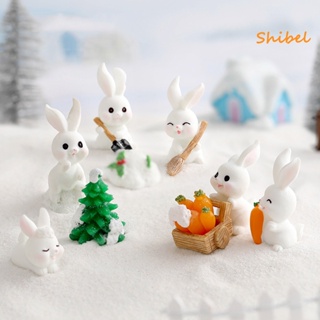 HOT_ ตุ๊กตากระต่ายประณีตหิมะเรซิ่น Micro Landscape Decor Miniature สำหรับเด็ก