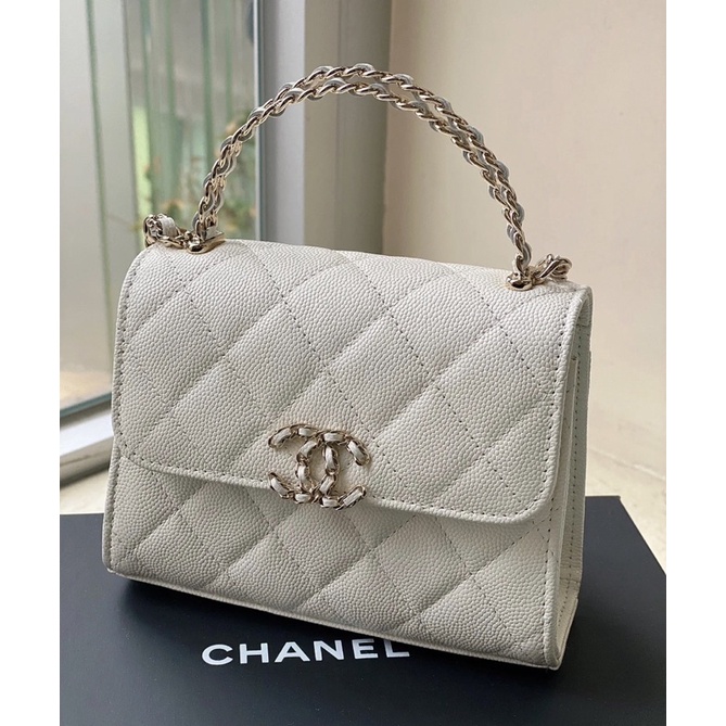 แบรนด์ใหม่-100-ของแท้-chanel-23p-kelly-กระเป๋าถือขนาดเล็กกระเป๋าสะพายไหล่ข้างหนึ่ง