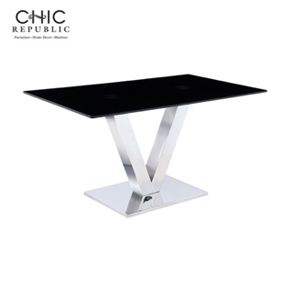 Chic Republic LOVELL PLUS/150,โต๊ะทานอาหาร - สี ดำ/ชุบโครเมี่ยม