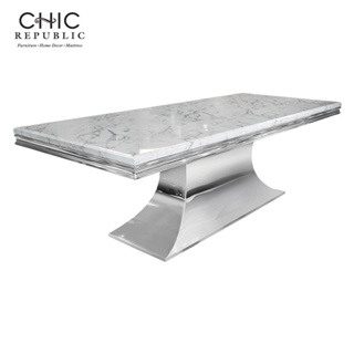 Chic Republic HERNANDEZ-CH/240 MARBLE,โต๊ะทานอาหาร - สี ขาว/ชุบโครเมี่ยม