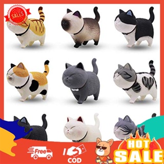 [B_398] 9Pcs Cute Rotary Cartoon Doll Cat Toy Desktop Ornament Cake Decor Kids Gift