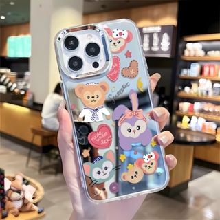 เคสโทรศัพท์มือถือ กรอบโลหะ กระจก ลายการ์ตูนดัฟฟี่น่ารัก สําหรับ iphone 14 pro max 11 12 13 8 7 Plus X XR XSMax