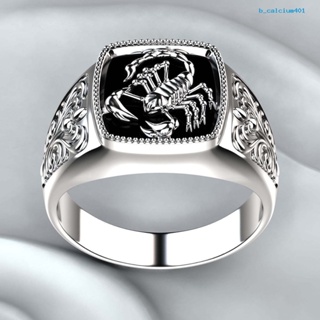 Calciumps Creative Alloy Scorpio Relief Men Ring Silver Wedding Band Jewelry Accessory for Anniversary