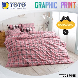 TOTO ชุดผ้าปูที่นอน ลายสก็อต Scottish Pattern TT708 PINK สีชมพู #โตโต้ ชุดเครื่องนอน ผ้าปู ผ้าปูเตียง ผ้านวม กราฟฟิก