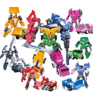 JINJIANG 6 IN 1 Combiner Devastator Action Figures Toy Cool Transformation Robot Truck Excavator Crane Gravity Scraper K