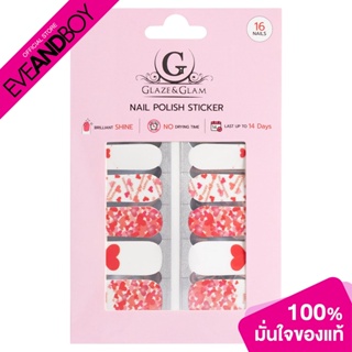 GLAZE &amp; GLAM - Nail Polish Sticker/STK022/16Pcs (10 g.) ยาทาเล็บแบบแผ่นสติกเกอร์