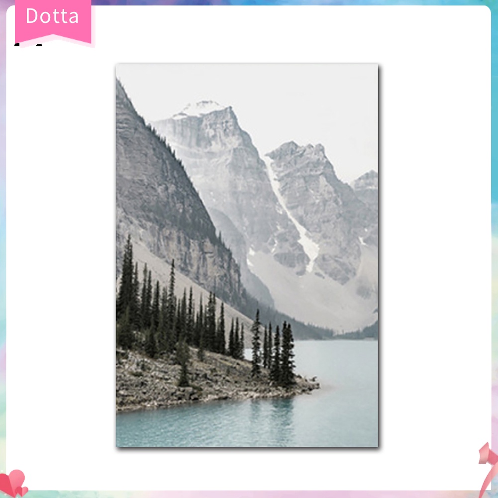 dottam-ภาพวาดรูปภูเขาทะเลสาบตกแต่งผนัง